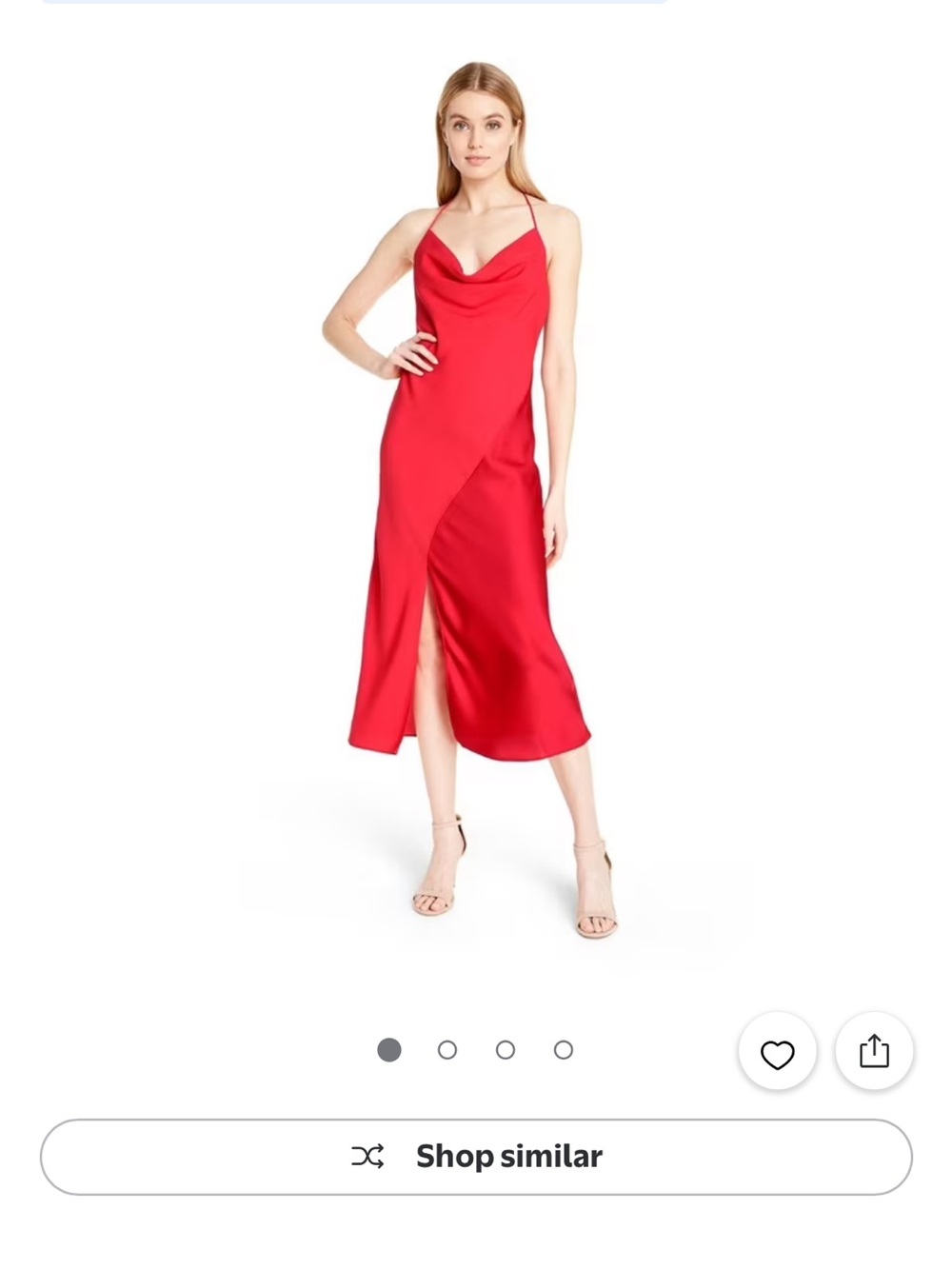 Cushnie Red Cowl-Neck Midi Slip Dress with Front Slit